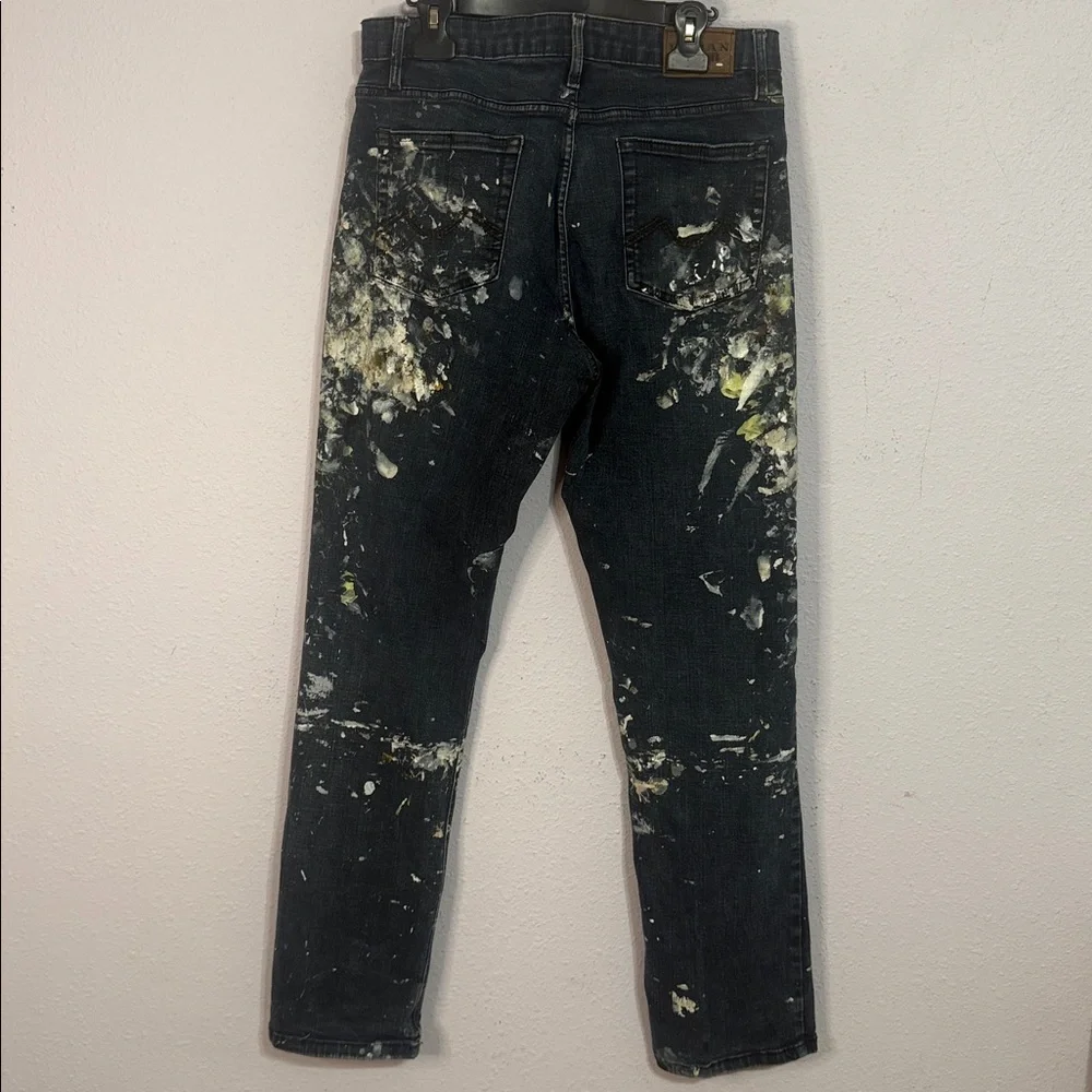 Urban Star Men Paint-Splatter Straight Leg Jeans Size 36x34